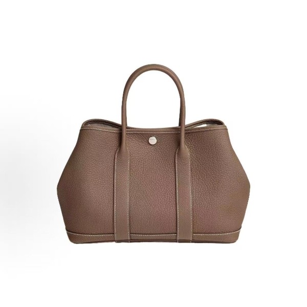 HERMES Garden Party 30 Silver clasp Handbag 30 Women\'s Edition 18 Etoupe Elephant Grey